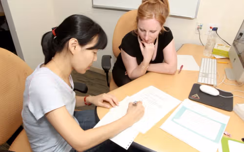 Student working with advisor