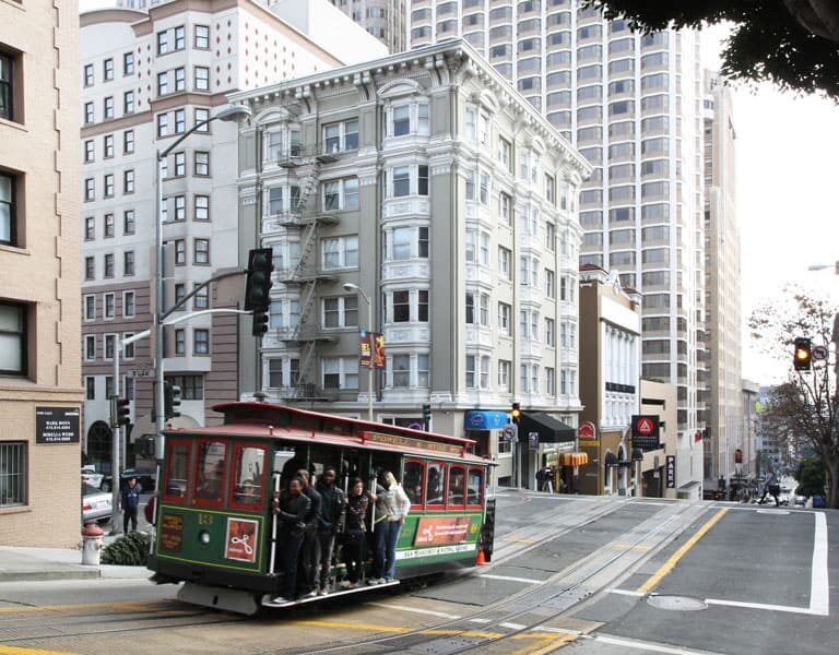 Cable car downtown San Francisco