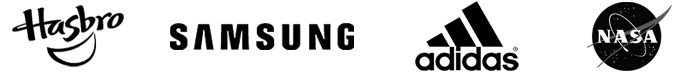 Hasbro, Samsung, Adidas, and NASA logos