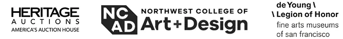 Heritage Auctions, Northwest College of Art and Design, and Fine Arts Museums of San Francisco logos